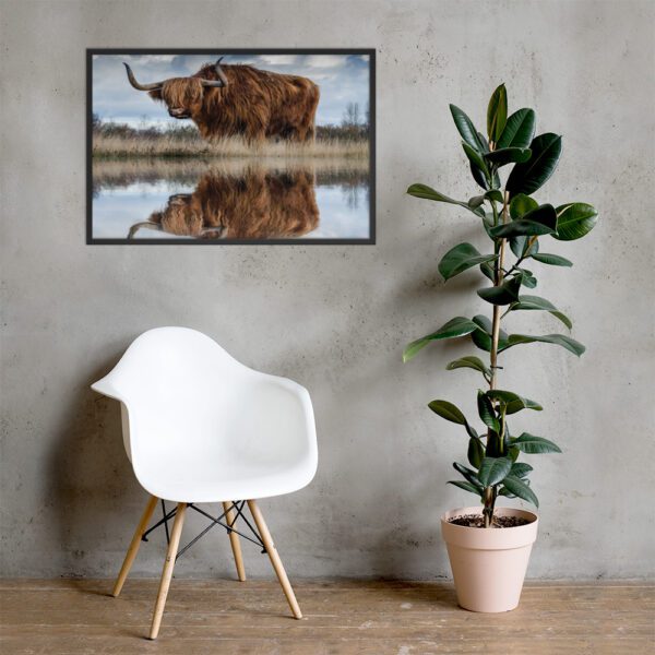 Water Buffalo Water Reflection Poster - Framed - Image 2