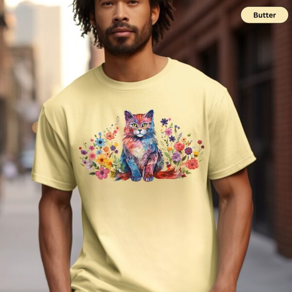 Floral Cat Shirt Animal Lover Flower Shirt