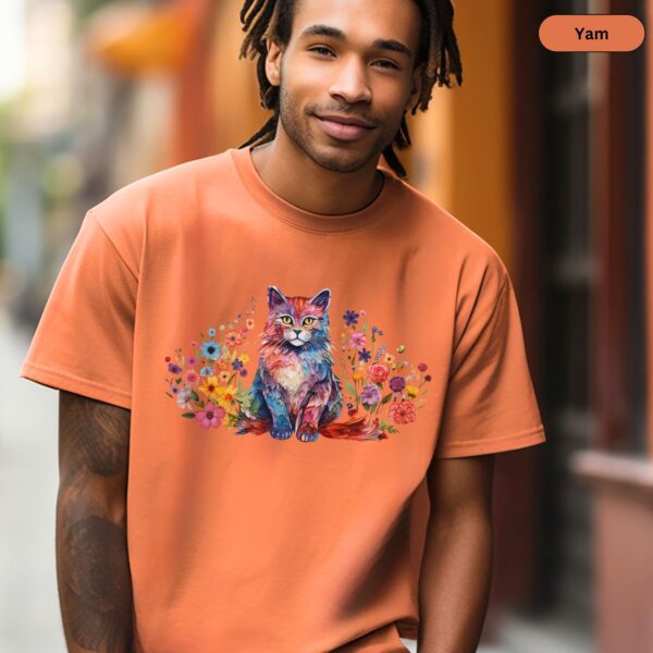 Floral Cat Shirt Animal Lover Flower Shirt